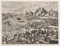 KG 05680
<br/>
Eerste plaag: water in bloed veranderd
<br/>
<em>Luyken, Jan (1649-1712)</em>